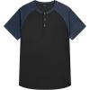 imageJMIERR Mens Muscle Slim Henley Shirts Crewneck Longline TShirt Gym Workout Athletic Shirt Tees with ButtonT Grey  Blue