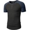 imageJMIERR Mens Muscle Slim Henley Shirts Crewneck Longline TShirt Gym Workout Athletic Shirt Tees with ButtonT Grey  Blue