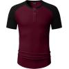 imageJMIERR Mens Muscle Slim Henley Shirts Crewneck Longline TShirt Gym Workout Athletic Shirt Tees with ButtonT Red  Black