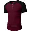 imageJMIERR Mens Muscle Slim Henley Shirts Crewneck Longline TShirt Gym Workout Athletic Shirt Tees with ButtonT Red  Black