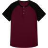 imageJMIERR Mens Muscle Slim Henley Shirts Crewneck Longline TShirt Gym Workout Athletic Shirt Tees with ButtonT Red  Black
