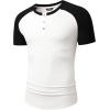 imageJMIERR Mens Muscle Slim Henley Shirts Crewneck Longline TShirt Gym Workout Athletic Shirt Tees with ButtonT White  Black
