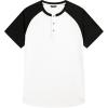 imageJMIERR Mens Muscle Slim Henley Shirts Crewneck Longline TShirt Gym Workout Athletic Shirt Tees with ButtonT White  Black