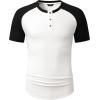 imageJMIERR Mens Muscle Slim Henley Shirts Crewneck Longline TShirt Gym Workout Athletic Shirt Tees with ButtonT White  Black