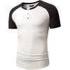 imageJMIERR Mens Muscle Slim Henley Shirts Crewneck Longline TShirt Gym Workout Athletic Shirt Tees with ButtonT White  Grey