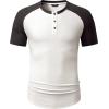 imageJMIERR Mens Muscle Slim Henley Shirts Crewneck Longline TShirt Gym Workout Athletic Shirt Tees with ButtonT White  Grey