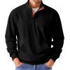 imageJMIERR Mens Warm Corduroy Sweatshirt Casual Stand Collar Quarter Fall Metal Button Pullover Sweaters Long Sleeve with PocketsA Black