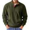 imageJMIERR Mens Warm Corduroy Sweatshirt Casual Stand Collar Quarter Fall Metal Button Pullover Sweaters Long Sleeve with PocketsA Jungle Green