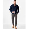imageJMIERR Mens Warm Corduroy Sweatshirt Casual Stand Collar Quarter Fall Metal Button Pullover Sweaters Long Sleeve with PocketsB Navy Blue