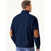 imageJMIERR Mens Warm Corduroy Sweatshirt Casual Stand Collar Quarter Fall Metal Button Pullover Sweaters Long Sleeve with PocketsB Navy Blue