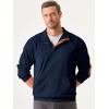 imageJMIERR Mens Warm Corduroy Sweatshirt Casual Stand Collar Quarter Fall Metal Button Pullover Sweaters Long Sleeve with PocketsB Navy Blue