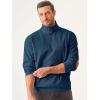 imageJMIERR Mens Warm Corduroy Sweatshirt Casual Stand Collar Quarter Fall Metal Button Pullover Sweaters Long Sleeve with PocketsB Teal Blue