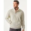 imageJMIERR Mens Warm Corduroy Sweatshirt Casual Stand Collar Quarter Fall Metal Button Pullover Sweaters Long Sleeve with PocketsC Beige