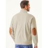 imageJMIERR Mens Warm Corduroy Sweatshirt Casual Stand Collar Quarter Fall Metal Button Pullover Sweaters Long Sleeve with PocketsC Beige