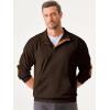 imageJMIERR Mens Warm Corduroy Sweatshirt Casual Stand Collar Quarter Fall Metal Button Pullover Sweaters Long Sleeve with PocketsC Dark Brown