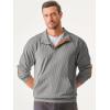imageJMIERR Mens Warm Corduroy Sweatshirt Casual Stand Collar Quarter Fall Metal Button Pullover Sweaters Long Sleeve with PocketsC Light Grey