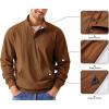 imageJMIERR Mens Warm Corduroy Sweatshirt Casual Stand Collar Quarter Fall Metal Button Pullover Sweaters Long Sleeve with PocketsF Chestnut Brown