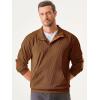 imageJMIERR Mens Warm Corduroy Sweatshirt Casual Stand Collar Quarter Fall Metal Button Pullover Sweaters Long Sleeve with PocketsF Chestnut Brown