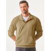 imageJMIERR Mens Warm Corduroy Sweatshirt Casual Stand Collar Quarter Fall Metal Button Pullover Sweaters Long Sleeve with PocketsF Light French Beige