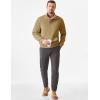 imageJMIERR Mens Warm Corduroy Sweatshirt Casual Stand Collar Quarter Fall Metal Button Pullover Sweaters Long Sleeve with PocketsF Light French Beige