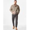 imageJMIERR Mens Warm Corduroy Sweatshirt Casual Stand Collar Quarter Fall Metal Button Pullover Sweaters Long Sleeve with PocketsT Khaki