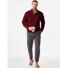 imageJMIERR Mens Warm Corduroy Sweatshirt Casual Stand Collar Quarter Fall Metal Button Pullover Sweaters Long Sleeve with PocketsT Red