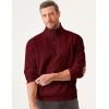 imageJMIERR Mens Warm Corduroy Sweatshirt Casual Stand Collar Quarter Fall Metal Button Pullover Sweaters Long Sleeve with PocketsT Red