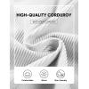 imageJMIERR Mens Warm Corduroy Sweatshirt Casual Stand Collar Quarter Fall Metal Button Pullover Sweaters Long Sleeve with PocketsT White