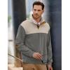 imageJMIERR Mens Warm Corduroy Sweatshirt Casual Stand Collar Quarter Fall Metal Button Pullover Sweaters Long Sleeve with PocketsZ Grey