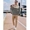 imageJMIERR Mens Warm Corduroy Sweatshirt Casual Stand Collar Quarter Fall Metal Button Pullover Sweaters Long Sleeve with PocketsZ Grey