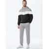 imageJMIERR Mens Hoodie Tracksuit 2 Pieces Set Novelty Color Block Pullover Fleece Hoodies Long Sleeve Casual SweatshirtGray
