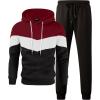 imageJMIERR Mens Hoodie Tracksuit 2 Pieces Set Novelty Color Block Pullover Fleece Hoodies Long Sleeve Casual SweatshirtBburgundy