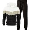 imageJMIERR Mens Hoodie Tracksuit 2 Pieces Set Novelty Color Block Pullover Fleece Hoodies Long Sleeve Casual SweatshirtBlack