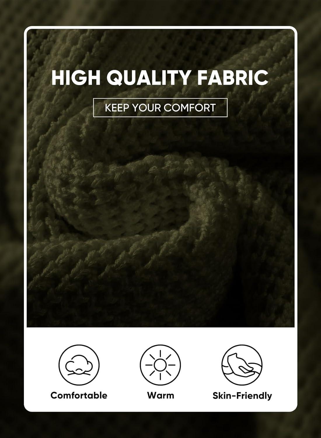 imageJMIERR Mens Crewneck Pullover Sweater Waffle Textured Knitted Sweaters Casual Loose Fit Sweaters with Ribbing Edge04 Moss Green