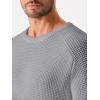 imageJMIERR Mens Crewneck Pullover Sweater Waffle Textured Knitted Sweaters Casual Loose Fit Sweaters with Ribbing Edge03 Light Grey