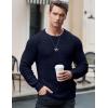 imageJMIERR Mens Crewneck Pullover Sweater Waffle Textured Knitted Sweaters Casual Loose Fit Sweaters with Ribbing Edge04 Navy Blue