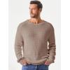 imageJMIERR Mens Crewneck Pullover Sweater Waffle Textured Knitted Sweaters Casual Loose Fit Sweaters with Ribbing Edge05 Smoke Graykhaki