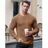 imageJMIERR Mens Crewneck Pullover Sweater Waffle Textured Knitted Sweaters Casual Loose Fit Sweaters with Ribbing Edge06 Khaki