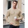 imageJMIERR Mens Crewneck Pullover Sweater Waffle Textured Knitted Sweaters Casual Loose Fit Sweaters with Ribbing Edge08 Light Khaki