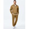 imageJMIERR Mens Track Suits 2 Piece Outfits Quarter Zipper Polo Shirt Tracksuit ampamp Joggers Sweatpants Sweatsuit SetsKhaki