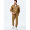 imageJMIERR Mens Track Suits 2 Piece Outfits Quarter Zipper Polo Shirt Tracksuit ampamp Joggers Sweatpants Sweatsuit SetsKhaki