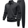 imageJMIERR Mens Track Suits 2 Piece Outfits Quarter Zipper Polo Shirt Tracksuit ampamp Joggers Sweatpants Sweatsuit SetsGrey