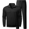 imageJMIERR 2025 Men Fall Tracksuit 2 Piece Set Old Money Polo Quarter Zip Twill Sweatsuits Jogging Sweatpants Loungewear1 Black