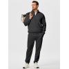 imageJMIERR 2025 Men Fall Tracksuit 2 Piece Set Old Money Polo Quarter Zip Twill Sweatsuits Jogging Sweatpants LoungewearA Dark Grey