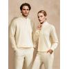 imageJMIERR 2025 Men Fall Tracksuit 2 Piece Set Old Money Polo Quarter Zip Twill Sweatsuits Jogging Sweatpants LoungewearB Beige