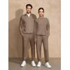 imageJMIERR 2025 Men Fall Tracksuit 2 Piece Set Old Money Polo Quarter Zip Twill Sweatsuits Jogging Sweatpants LoungewearBrown