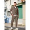 imageJMIERR 2025 Men Fall Tracksuit 2 Piece Set Old Money Polo Quarter Zip Twill Sweatsuits Jogging Sweatpants LoungewearBrown
