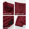 imageJMIERR 2025 Men Fall Tracksuit 2 Piece Set Old Money Polo Quarter Zip Twill Sweatsuits Jogging Sweatpants LoungewearRed