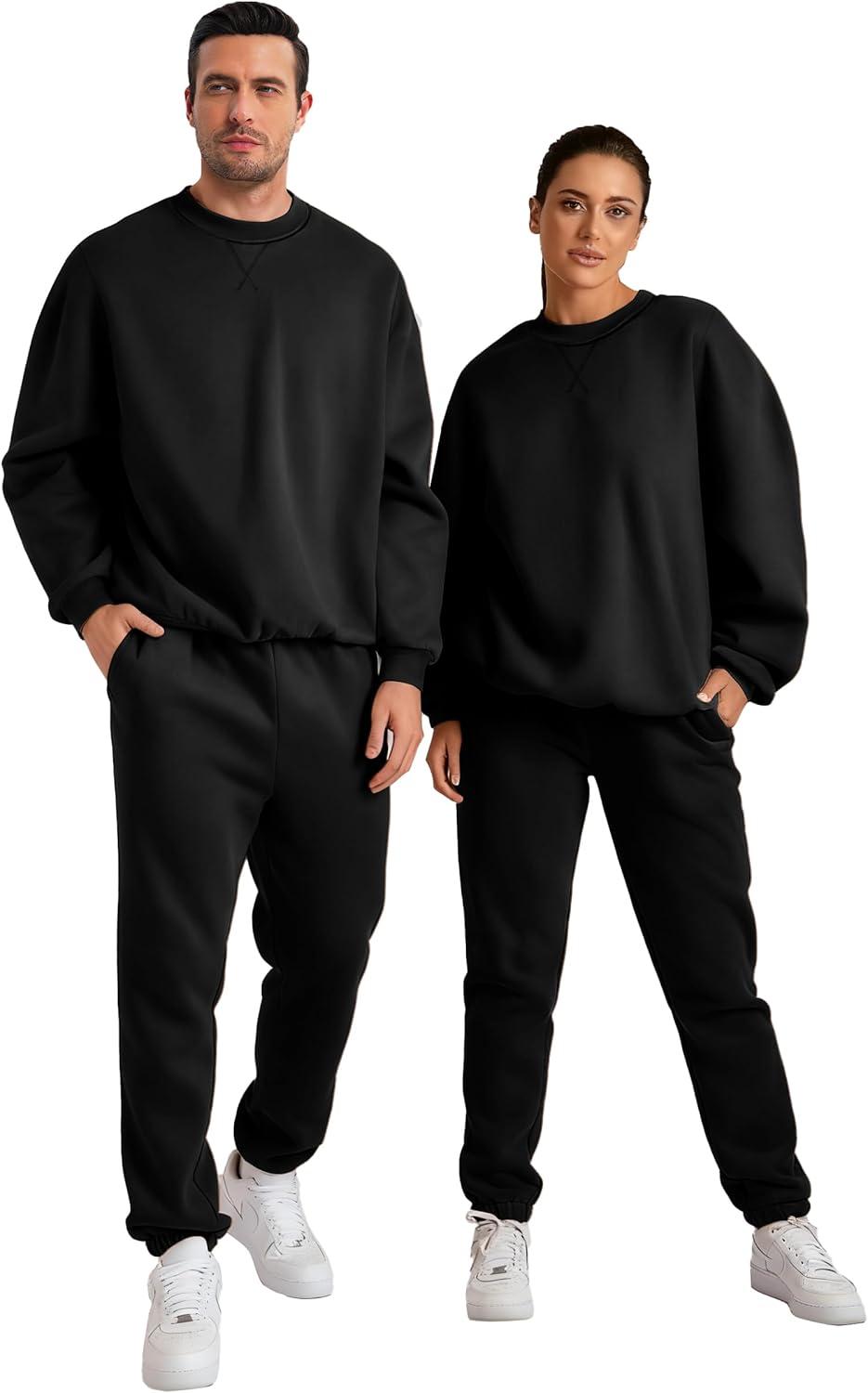 imageJMIERR Mens 2 Piece Outfits Crew Neck Sweatshirt Tracksuit ampamp Joggers Sweatpants Sweatsuit SetBlack