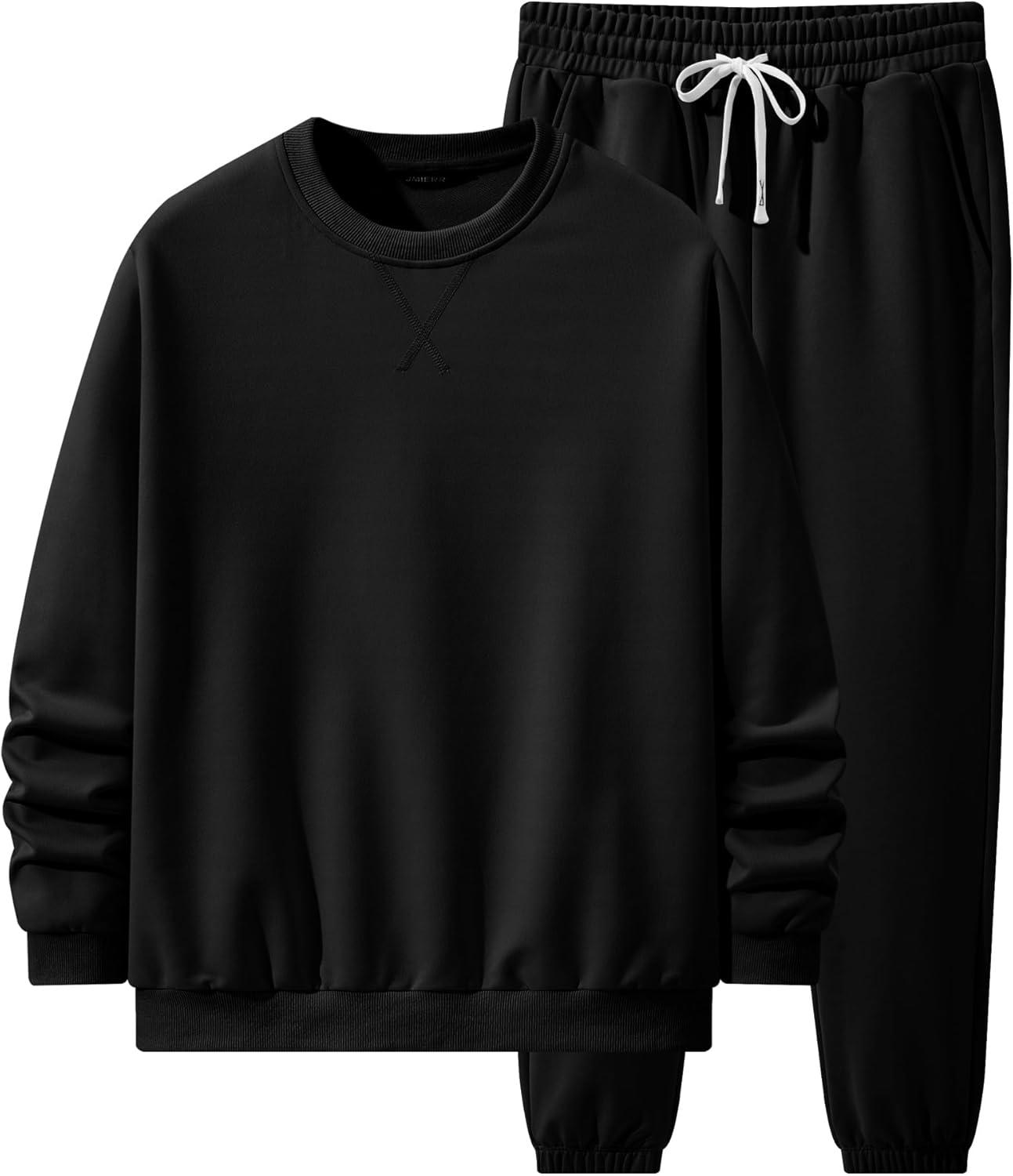 imageJMIERR Mens 2 Piece Outfits Crew Neck Sweatshirt Tracksuit ampamp Joggers Sweatpants Sweatsuit SetBlack